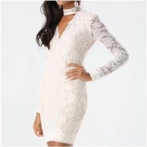 Bebe Lace Mock Neck Dress